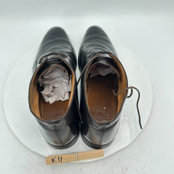 Bally Men Size 9D Black Leather Plain Toe Lace Up Chukka Ankle Boot - Picture 9 of 12